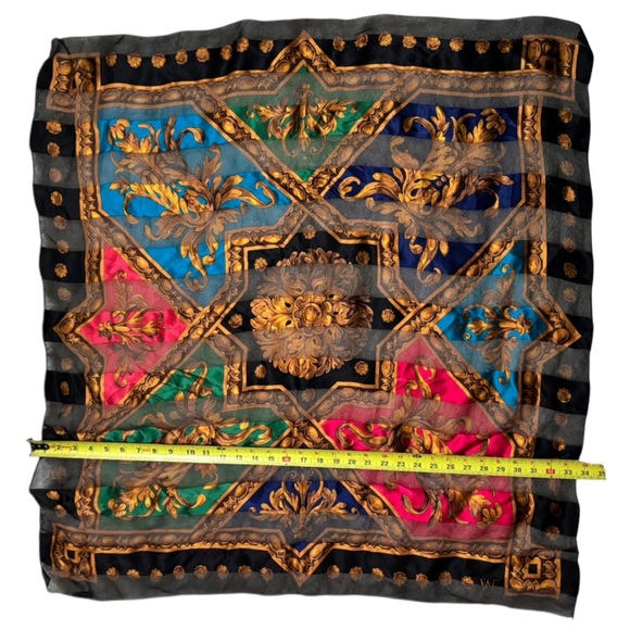 WORTH Women’s Elegant Silk Gold Detailing Scarf - Picture 13 of 14